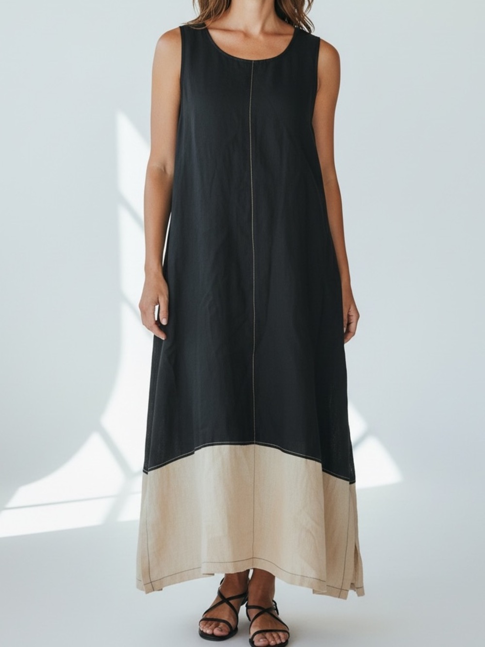 Flora Animalia Nightingale Euro Summer Lagenlook Dress in Belgium Linen Small
